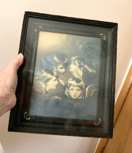 VIDEO - 1896 Victorian DIMENSIONAL Print, Shadow Box 5 Angels Alfred S Campbell - Picture 1 of 10