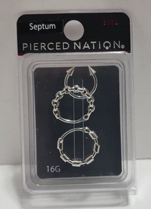 Anillo piercing tabique Spencers Pierced Nation paquete de 3 16G 316L color plata nuevo - Imagen 1 de 4