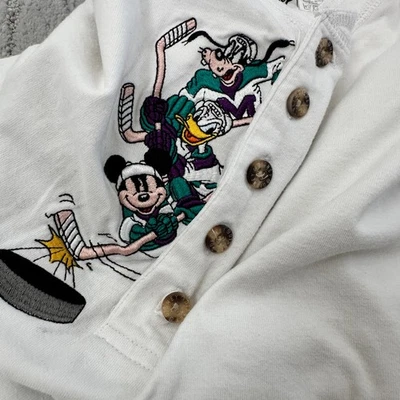 Vintage Disney Catalog Hockey Long Sleeve Henley Youth Large White Mickey Mouse - Image 1 of 4