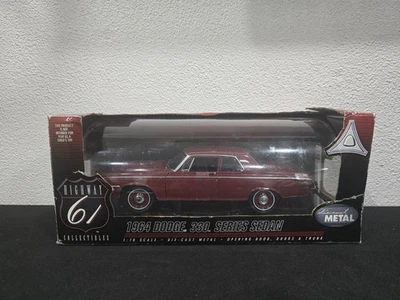 NEW 1:18 HIGHWAY 61 1964 DODGE 330 SERIES SEDAN BURGUNDY ON BLACK   DIECAST CAR  - Image 1 of 4