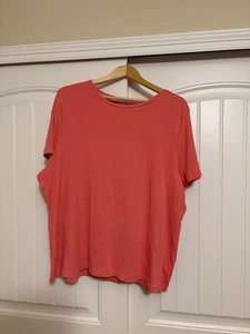 Talbots Woman T Shirt 3X Short Sleeve 100% Pima Cotton Solid Pink Crew Neck - Picture 1 of 3