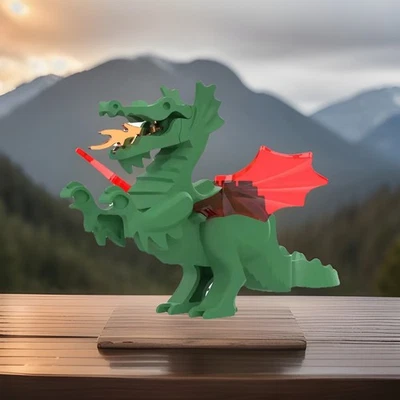 Lego Classic Green Dragon Minifigure with Red Wings 6076 6082 6087 (CUSTOM) - Image 1 of 3
