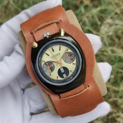 复古 Citizen Bullhead 计时码表 自动 8110 Brad Pitt 日本男士腕表 — 第 1/4 张图片