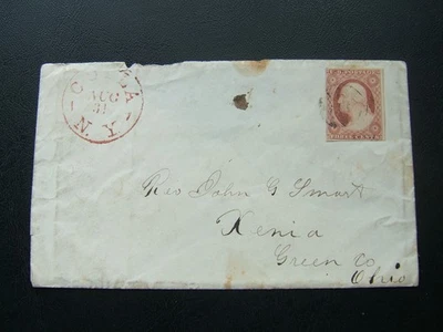US SCOTT #11A, COILA, NY TO OH, 4 MARGINS, 1853 CLEAR PERSONAL LETTER, 1850's - Image 1 of 4
