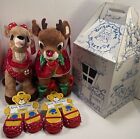 RUDOLPH & CLARICE Build A Bear 50th Gold Stuffed Plush Reindeer Dressed OO