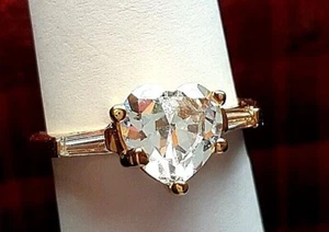 Heart Ring Size 10 Cubic Zirconia vintage style gold plated Gift NWT - Picture 1 of 9