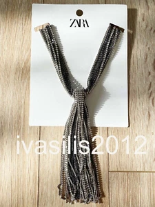 NUEVO COLLAR DE ESTRÁS EN CASCADA DE METAL ZARA GRIS ANTRACITA 4548/266 - Imagen 1 de 3