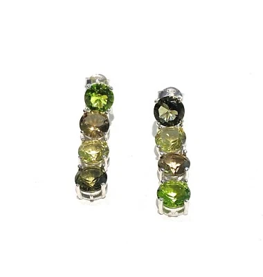 Orecchini Donna Argento 925 Zirconi Verdi Oliva Lobo Eleganti diWa Jewels - Immagine 1 di 3