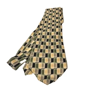 PIERRE CARDIN 100% Silk Classic Style Neck Tie Green Gray Yellow Tan Free Ship - Picture 1 of 1