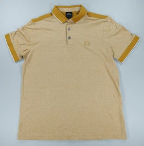 Armani Exchange Polo Shirt Mens Large Orange Short Sleeve Cotton Crest Stretch - Picture 1 of 12