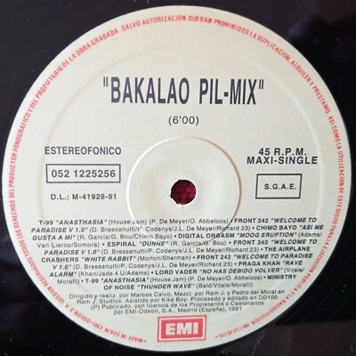 BAKALAO PIL-MIX 12" Single 1991 Spain 1-SIDED  T-99 FRONT 242 MINISTRY OF NOISE - Image 1 of 2