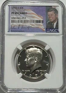 1972 S NGC PF69 Cameo Clad Proof Kennedy Half Dollar 50c Signature Label - Picture 1 of 3