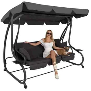 Hollywoodschaukel Gartenschaukel Gartenliege Garten 3 Sitzer Grau faltbar - Bild 1 von 5