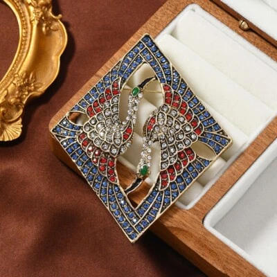 Broche grúa grande de lujo aspecto vintage broche broche de garceta de cristal regalo Foto 1 de 4