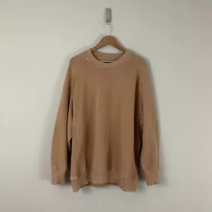 Aerie Down To Earth Cotton Crew Sweatshirt Camel Tan Womens Size Medium - Picture 1 of 6
