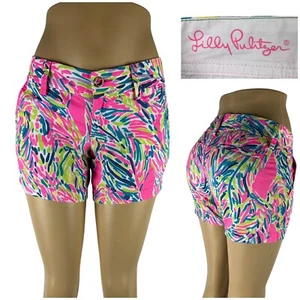 Lilly Pulitzer Damen 0 Callahan Shorts pink bunt Palmenleserdruck gebraucht, in einwandfreiem Zustand - Bild 1 von 11