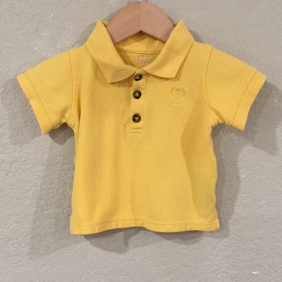 Polo Izod Bebé Niño Talla 6-9M Amarillo Bordado 100% Algodón Foto 1 de 4