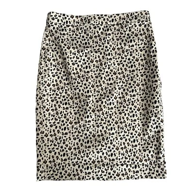 J Crew No. 2 Falda Lápiz Marrón Negro Polkadot Leopardo Algodón Elástico Talla 6 Foto 1 de 4