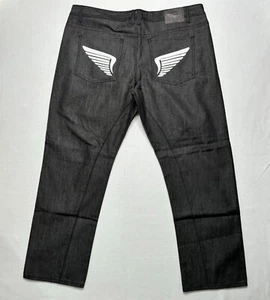 Rich Yung Live Yung Died Rich Pants Men's 44 Black Cotton Zip Fly Straight Leg - Picture 1 of 12