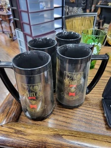 MICHELOB Vintage THERMO-SERV Insulated Plastic Beer Coffe Drink Travel Mug x4 - Picture 1 of 1