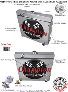 4 Row CR Radiator,16" SPAL Thin Fan, Shroud-1970-1972 Dodge Dart Small Block V8 - Bild 1 von 7