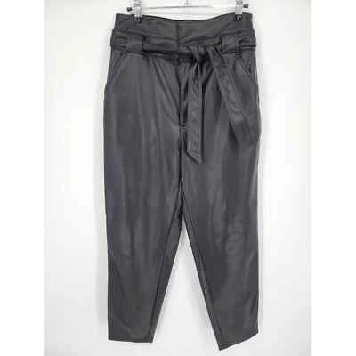 Calça Bailey 44 Winona 8 vegana couro sintético com cinto cintura alta cônica preta - Imagem 1 de 4