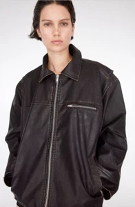 H&M Distressed-look coated jacket For Women (Dark brown) size M - Picture 1 of 8