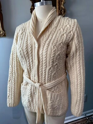 Cárdigan Suéter Vintage Ralph Lauren Exclusivo Lana Tejido con Cable Marfil M Foto 1 de 4