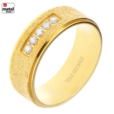 NEW Men's Women's 8 MM Stainless Steel Wedding Classic Sand Blast Ring - Image 1 of 3