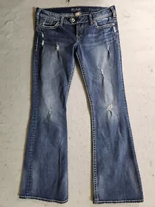 Jeans vintage argento "Tuesday Flare" anni 90 sbiadito denim invecchiato donna tg 32x33 - Foto 1 di 15