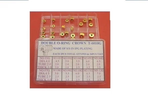 Kit corona reloj acero junta tórica doble color oro o plata G8128H 24 piezas 12 tamaños - Imagen 1 de 5