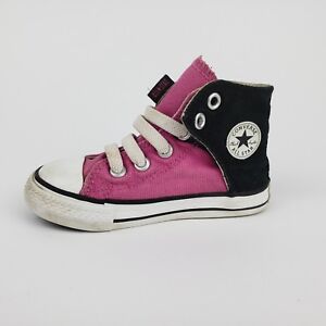 Converse Pink High Top Size 1 Infant 0-12 All Star Chuck Taylor Hook Loop Open