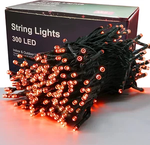 "Spooky Halloween Glow: 300 LED Orange String Lights with 8 Lighting Modes, Wate - Picture 1 of 7