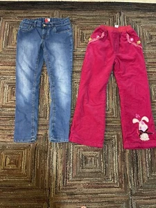 Set Of 2 Pants Girls Size 8/9 Gymboree Pink Corduroys Pants Est 89 Place Jeans - Picture 1 of 8