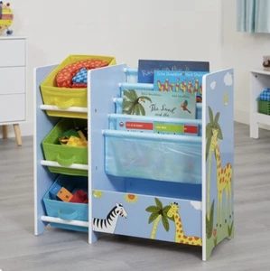 Safari themed Childrens Fabric Toys Storage Boxes and Bookcase - Picture 1 of 3