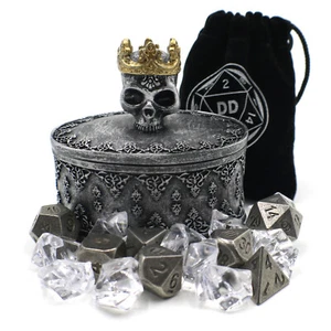 Gothic Dice Box with Metal D20 Set for Dungeons and Dragons - Picture 1 of 6