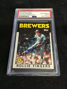 1986 TOPPS ROLLIE FINGERS HALL OF FAME SIGNED PSA/DNA AUTO AUTOGRAPH BREWERS - Picture 1 of 3