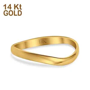 14K Gold Curve Band Plain Thumb Ring Minimalist Wedding Engagement Ring 3mm - Picture 1 of 24