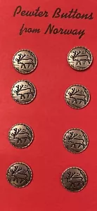 Vintage Pewter Buttons 8 ELK!! Great Quality & Norwegian 11/16” - Picture 1 of 5