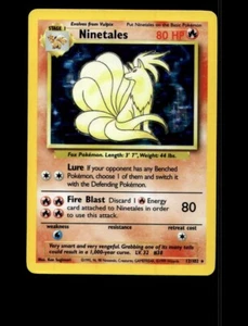Pokemon Base Set Unlimited Ninetales Holo Rare 12/102 MP - Picture 1 of 5