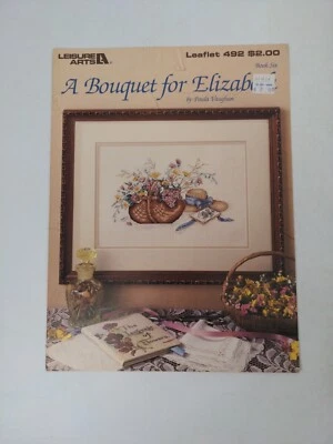 Vintage 1987 Leisure Arts A Bouquet For Elizabeth Counted Cross Stitch Leaflet - Image 1 of 3