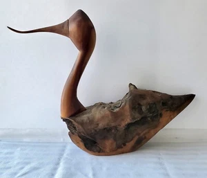 Rare Vintage 1975 Vaughn Burlingham Large Burlwood Hand Carved Wood Duck SIGNED - Picture 1 of 7