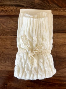 NEW Leg Warmers Cream Winter Warm Long Boot Socks Cable Knit Knee High Leggings - Picture 1 of 2