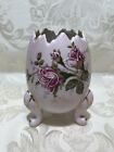 Inarco Porcelain Footed Egg Vase with Moriage Roses,Vintage 1950s, 5 1/2”T