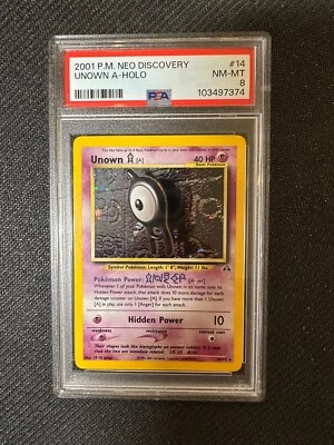 Unown (A) #14 Holo Pokémon TCG Neo Discovery PSA 8 | NEW CERT | SUPER CLEAN!!! - Image 1 of 2
