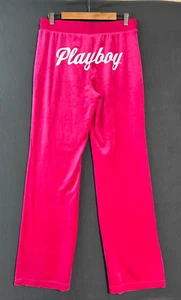 NWT Playboy Women's Pink Velour Track Pants Front Logo Size Back Spellout Medium - Picture 1 of 8