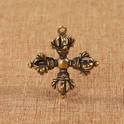 Solid Brass Tibetan Vajra Pestle Statue Religious Belief  Vajra Pestle Pendant - Image 1 of 4