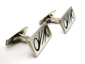 Sterling silver and enamel oblong cufflinks by Poul Warmind  of Denmark - Picture 1 of 6