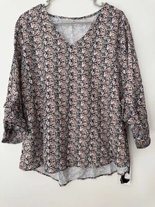 Qirno Chiffon Blouses for Women Ruffle 3/4 Sleeve Dressy V Neck Casual Flowy XL - Picture 1 of 11