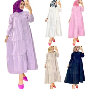 Vintage Islamic Kaftan Women Muslim One Size Maxi Dress Abaya Evening Party Gown - Picture 1 of 24